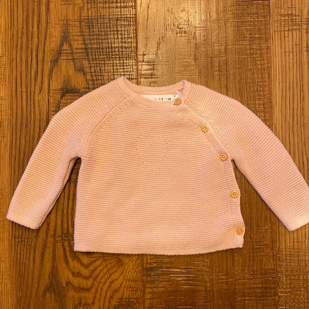 ZARA pink knitted baby sweater 1-3 months
